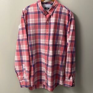 Pink/salmon plaid IZOD long sleeve button down, size XL
